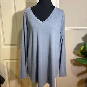 Zenana Outfitters Light Blue V-Neck Long Sleeve Top